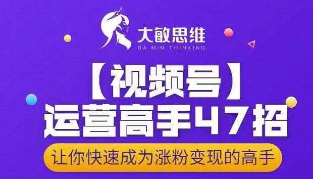 大敏思维-视频号运营高手47招，让你快速成为涨粉变现高手-猴哥资源站