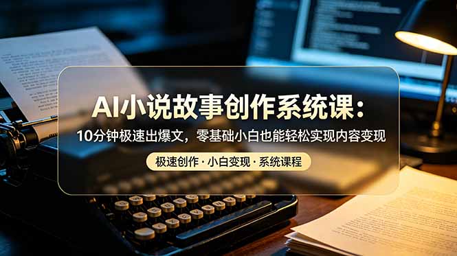 AI小说故事创作系统课：10分钟极速出爆文，零基础小白也能轻松实现内容变现-猴哥资源站