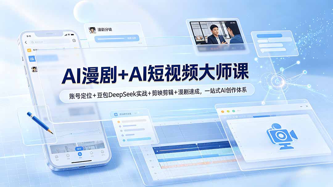 AI漫剧+AI短视频大师课：AI工具实操+剪映剪辑+漫剧全套落地体系
