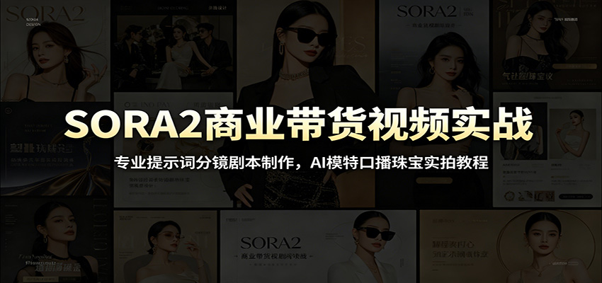 SORA2商业带货视频实战课：专业提示词分镜剧本、AI模特口播珠宝实拍全教程