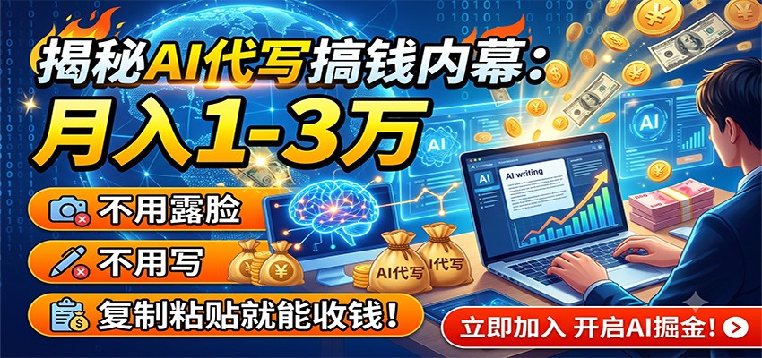 AI代写副业｜零门槛复制粘贴接单，月入1-3W
