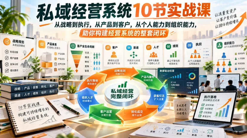 《私域经营系统10大闭环实战,从战略到执行打造可复制增长体系》-猴哥资源站