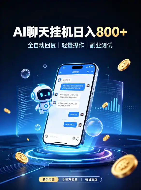 《AI聊天挂机全自动副业,单机日入80+矩阵放大日入800》-猴哥资源站