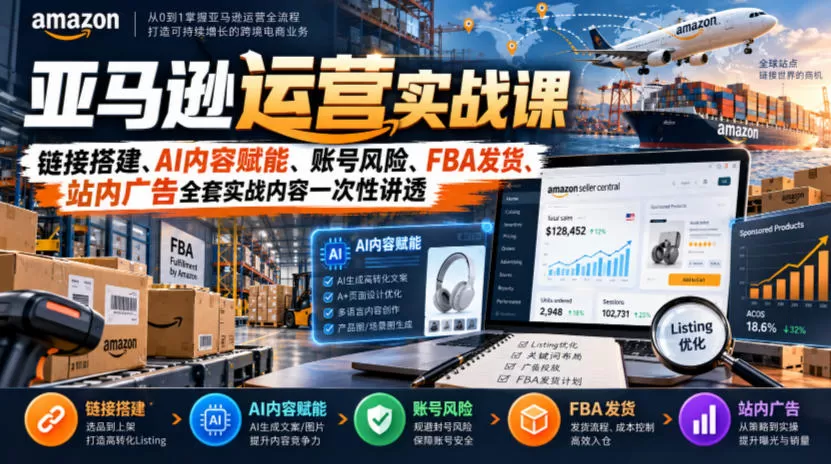 《亚马逊全链路实战:AI链接+广告打法+防跟卖,从0起盘精品店》-猴哥资源站