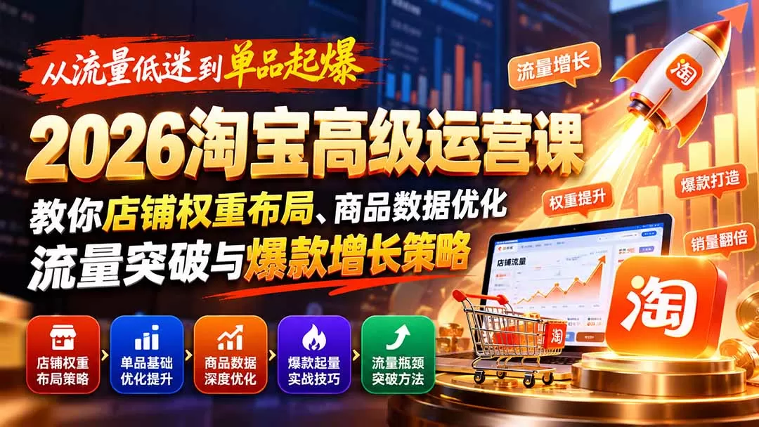 《淘宝高级运营班:权重布局+单品起爆,破解流量瓶颈实战攻略》-猴哥资源站