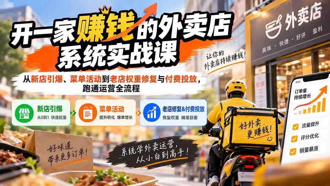 《新店4天引爆+老店精准修复,外卖门店从0到爆单的全套落地攻略》-猴哥资源站