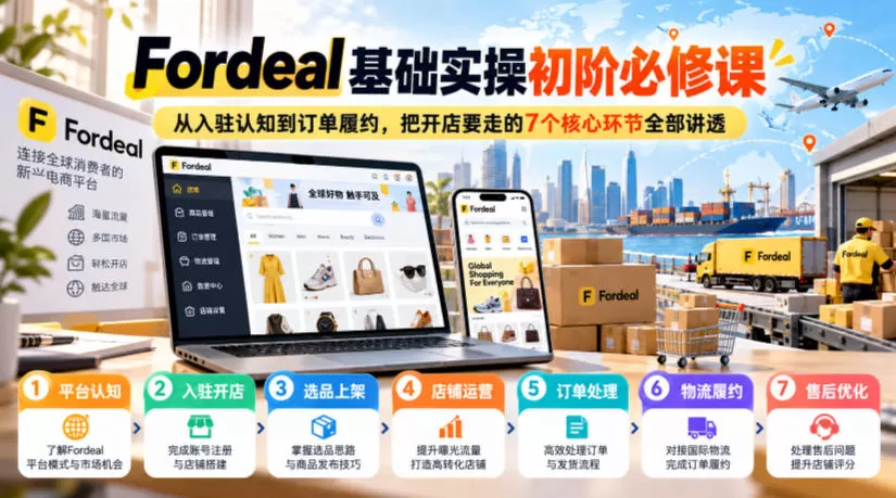 《Fordeal跨境开店7步闭环实操,新手零踩坑跑通选品到履约》-猴哥资源站