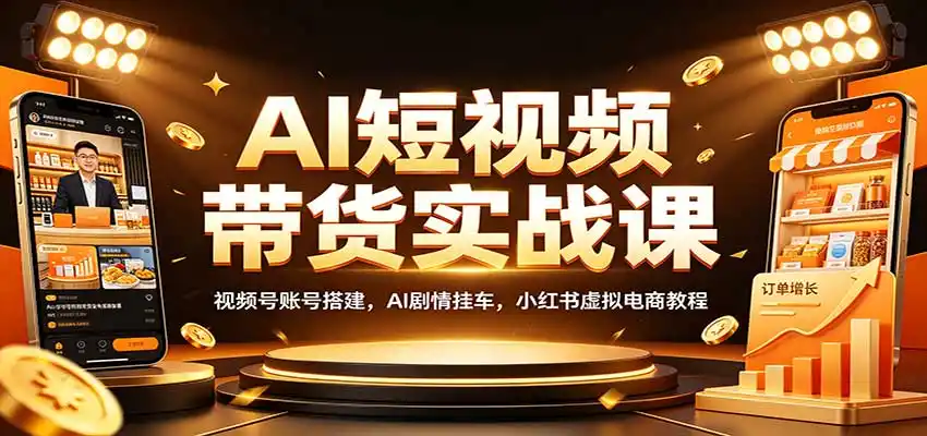 《AI短视频带货双平台实操,视频号+小红书零基础稳定变现》-猴哥资源站
