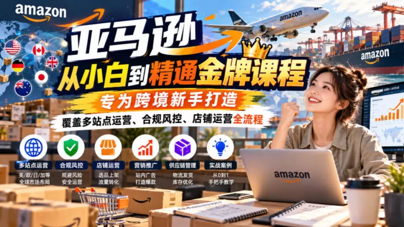 《亚马逊全链路实操体系:从0到1多站点合规运营+选品广告闭环》-猴哥资源站