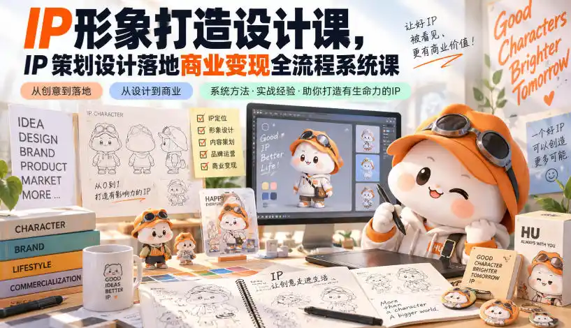 《IP形象设计全链路系统课,从策划到AI渲染商业变现全拆解》-猴哥资源站