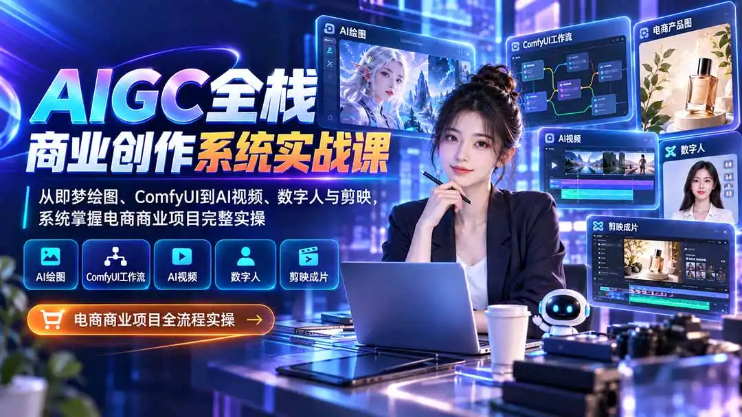 《AI绘图到数字人全流程实战,零基础也能跑通商业项目的完整攻略》-猴哥资源站