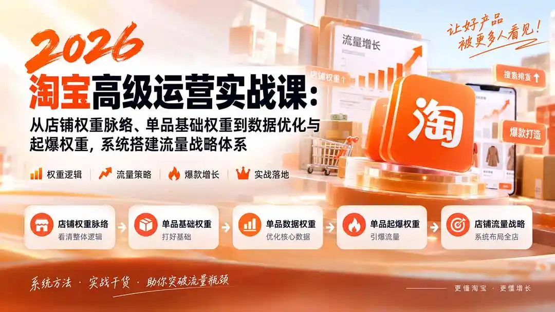 《淘宝权重爆破实战:单品起爆到店铺流量战略全拆解》-猴哥资源站