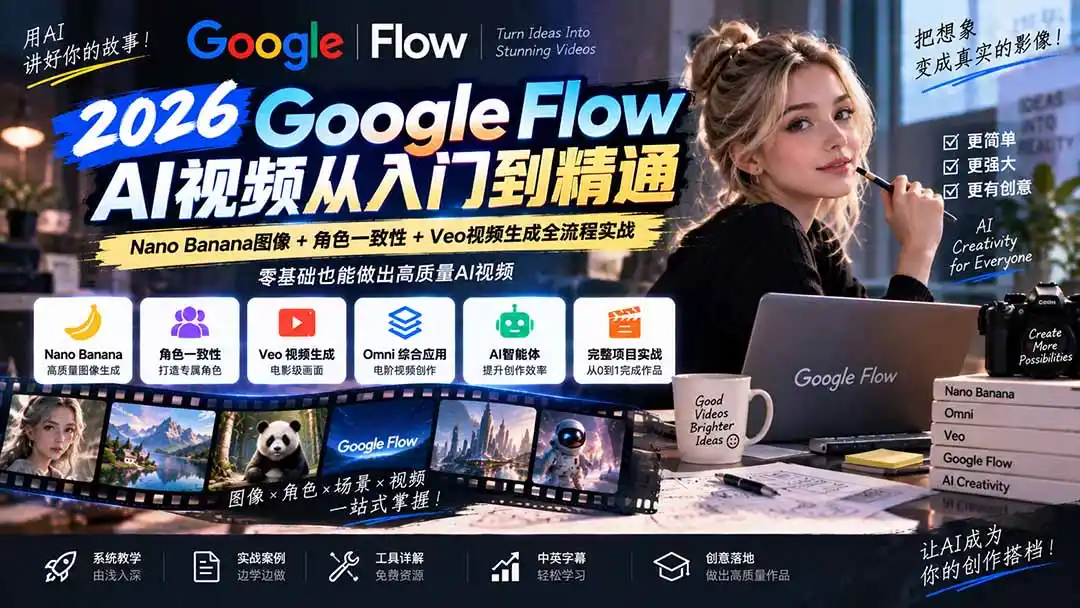 《AI视频全栈实战:零基础用免费工具批量出片稳定变现》-猴哥资源站