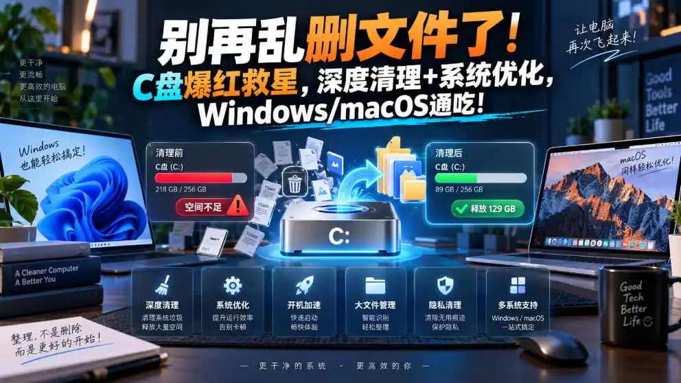 💡 你的电脑是不是又卡又慢,C盘动不动就飘红报警?-猴哥资源站