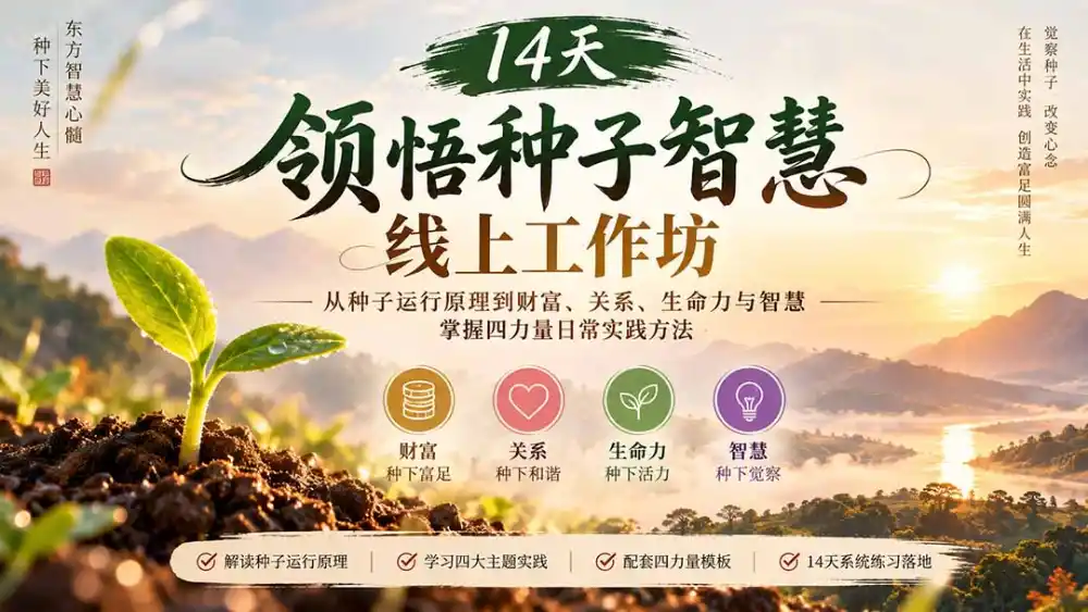 《14天种子智慧线上工作坊,财富关系生命力全维实操攻略》-猴哥资源站