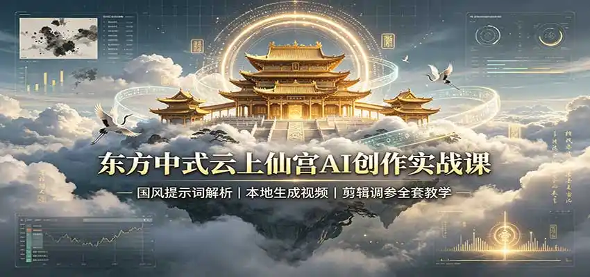 《云上仙宫AI视频全套实操,零成本复刻百万爆款,国风变现一单几百》-猴哥资源站