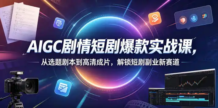 《AIGC剧情短剧全流程实战,零基础批量产出高清爆款,抢占流量红利》-猴哥资源站