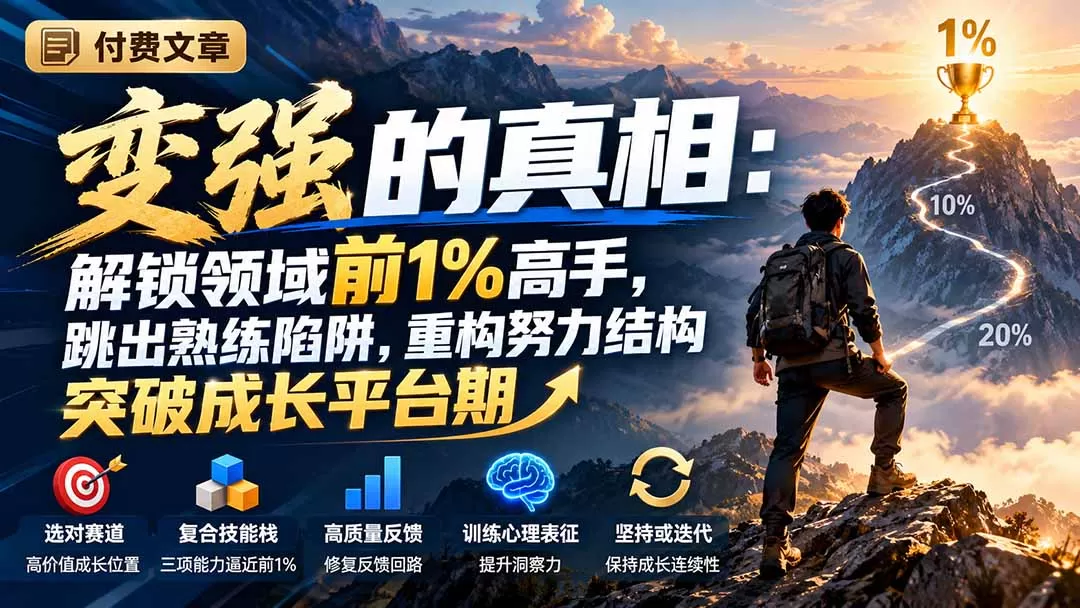 《拆解领域前1%成长底层结构,告别低水平重复实现能力复利》-猴哥资源站