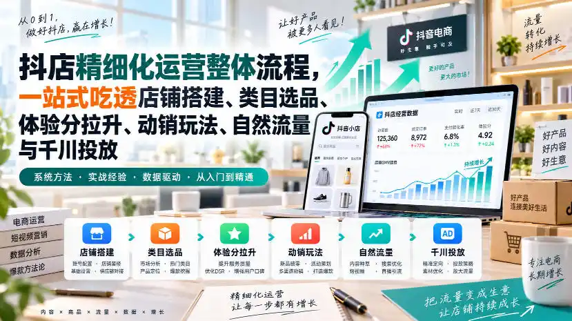 《抖店精细化全链路实操,从零起店到稳定盈利》-猴哥资源站