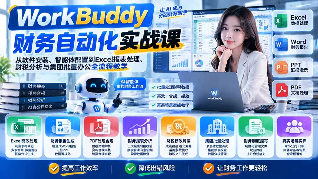 《财务人AI自动化实战:报表校验+税负测算+批量报告全流程》-猴哥资源站