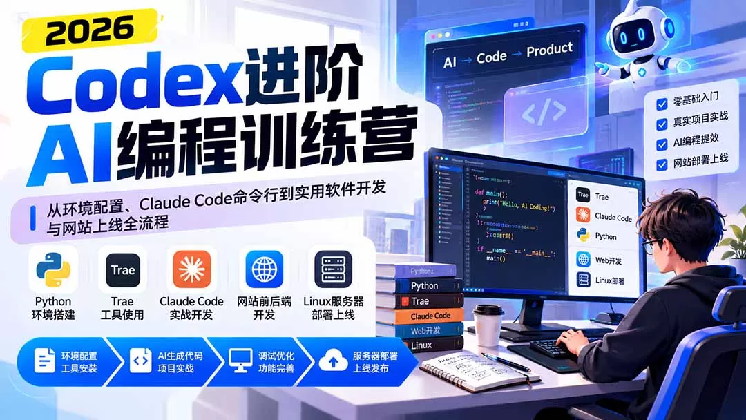 《零基础用AI开发软件+建站部署,跑通全流程实战体系》-猴哥资源站