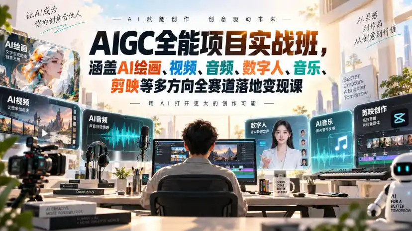 《AIGC六大AI赛道全栈实战,零基础接单变现一单几百的完整攻略》-猴哥资源站