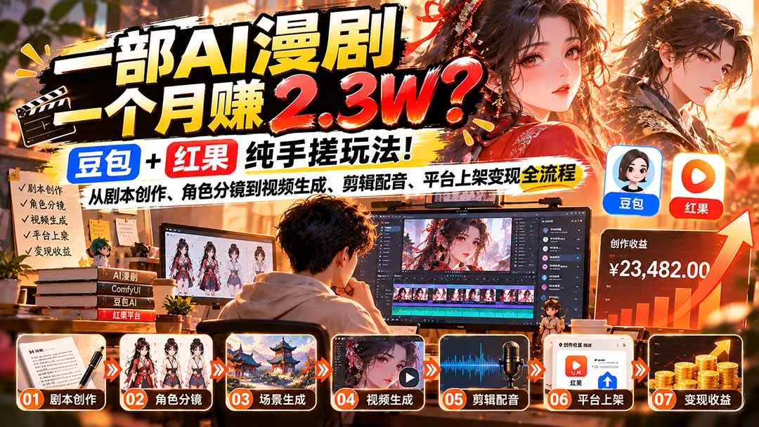 《AI漫剧短剧全链路实战,零基础做出可上架变现的完整作品》-猴哥资源站