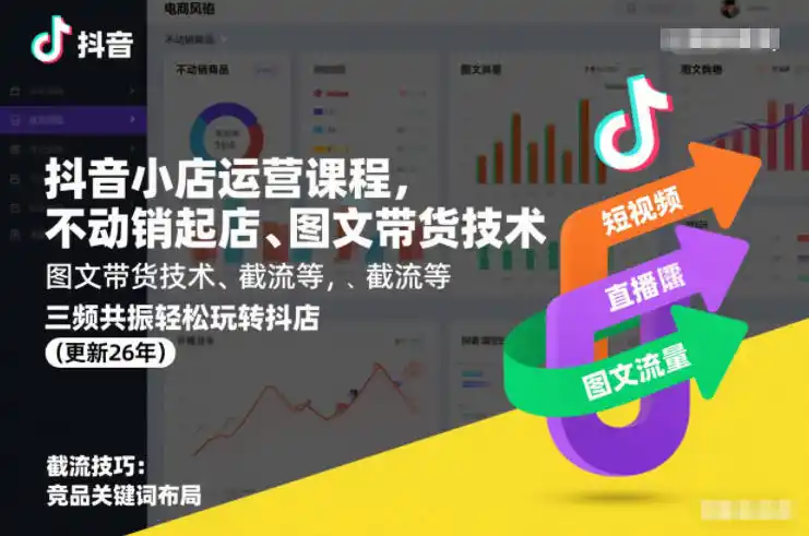 《天祥抖店三频共振全栈实操,不动销起店+图文截流,26年矩阵放大稳定变现》-猴哥资源站