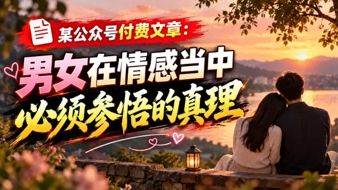 某公众号付费文章:男女在情感当中必须参悟的真理-猴哥资源站