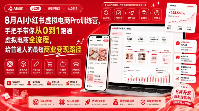 《AI虚拟电商Pro实战营,8月布局9月爆单,普通人最快变现路径》-猴哥资源站