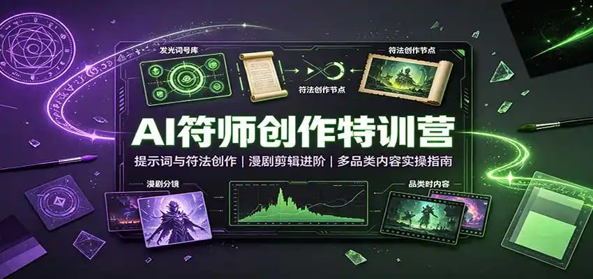 《AI多参宗符师训练营:零基础35天打通全品类AI内容创作,广告短剧一网打尽》-猴哥资源站