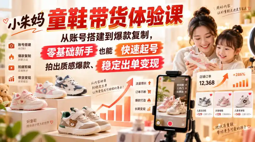 《小朱妈童鞋带货实战体系,零基础快速起号拍爆款稳定出单》-猴哥资源站