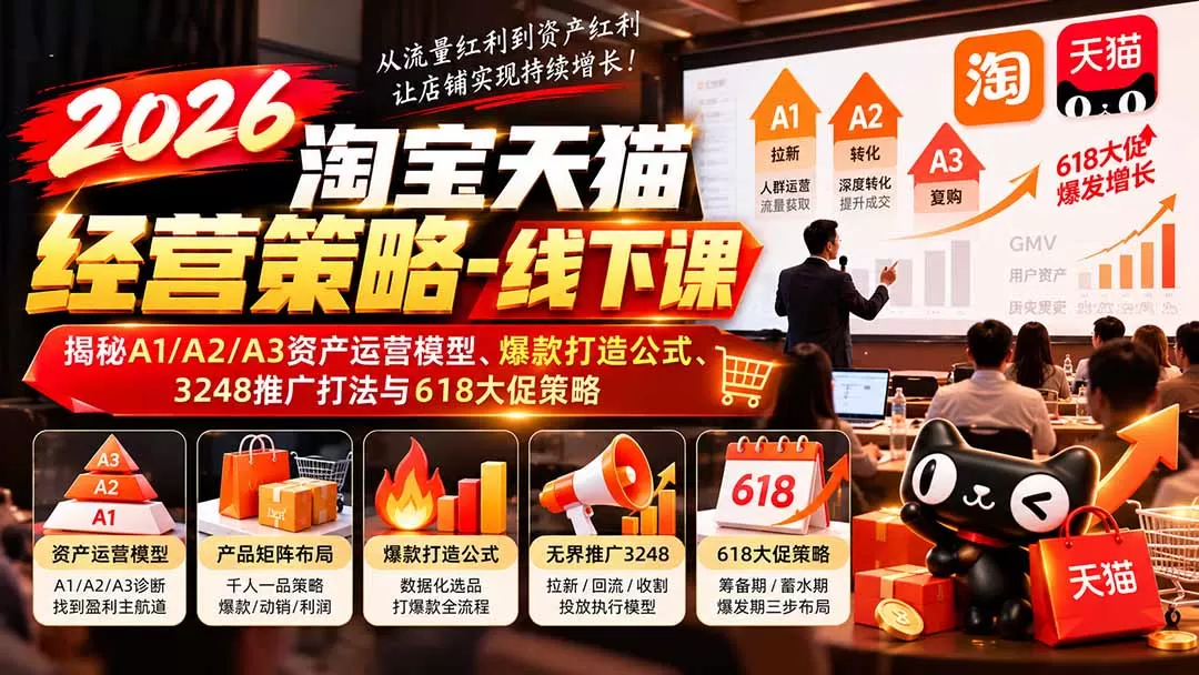 《2026淘天经营策略班:资产运营+爆款矩阵+无界推广全拆解》-猴哥资源站