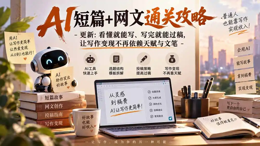《AI写作变现全攻略:零基础用AI写短篇网文,快速过稿拿稿费》-猴哥资源站