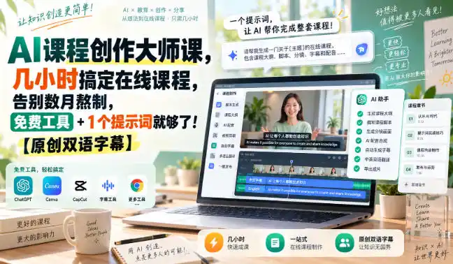 《AI课程创作大师课:几小时搞定在线课程,零基础也能快速变现》-猴哥资源站