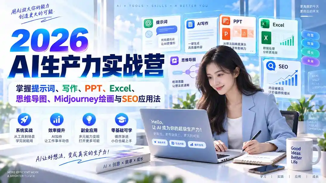 《AI全场景实战套课:从提示词到变现,零基础也能玩转办公与副业》-猴哥资源站