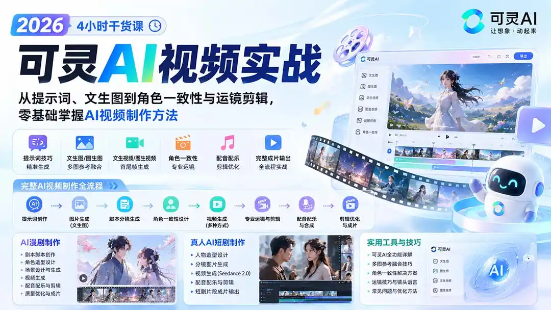 《零基础玩转可灵AI视频,漫剧短剧全流程实战,跑通AI制片稳定变现》-猴哥资源站