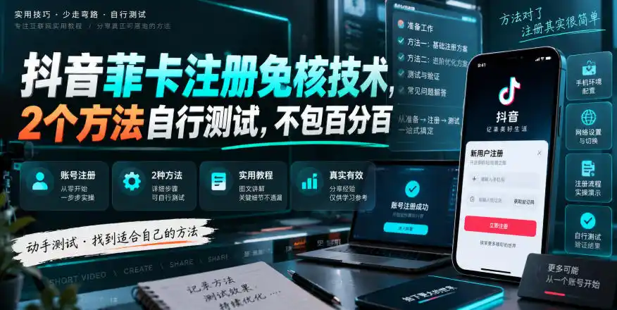 《抖音菲卡免核注册2大实战方法,低门槛快速上手副业新玩法》-猴哥资源站