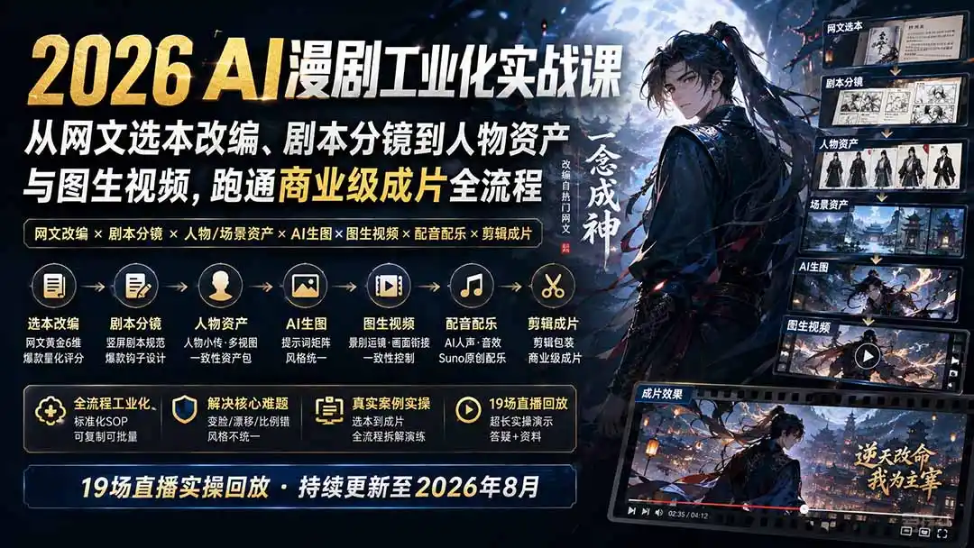《AI漫剧工业化实战全解,零基础批量产出的爆款变现攻略》-猴哥资源站