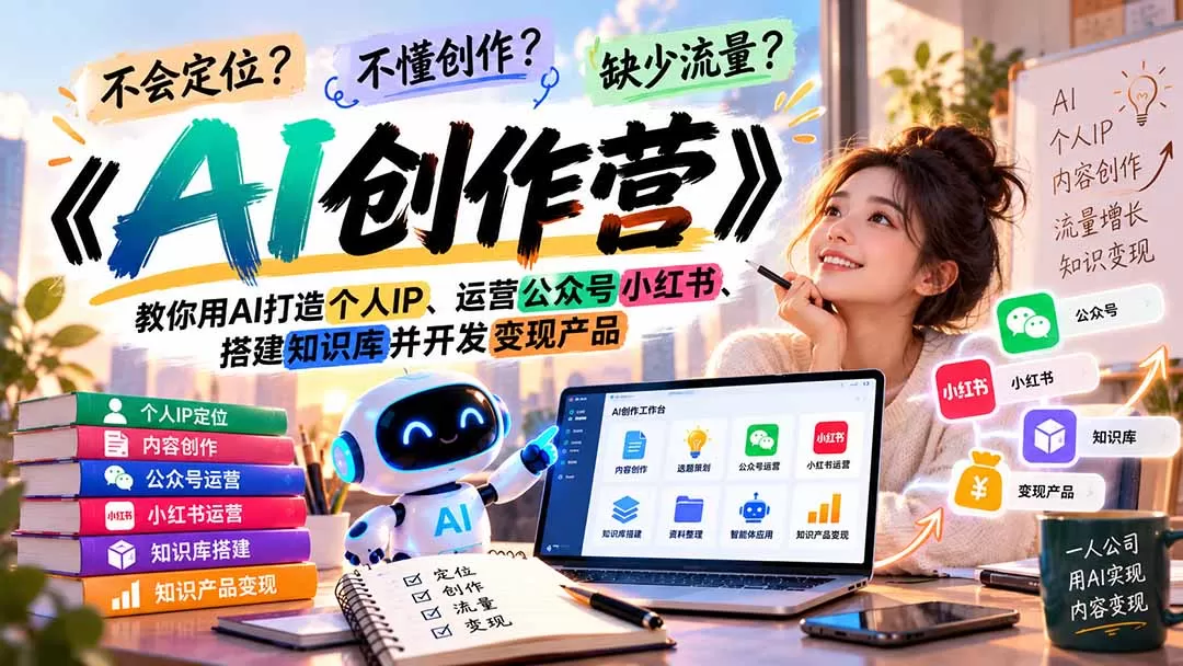 《AI创作实战营:一人公司AI内容生产与IP变现全攻略》-猴哥资源站