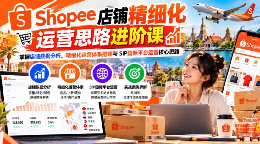 《Shopee虾皮进阶运营课:数据诊断+精细化体系+SIP国际平台全拆解》-猴哥资源站