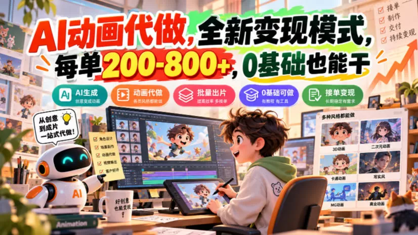 《AI动画代做实操攻略,零基础接单月入1W+》-猴哥资源站