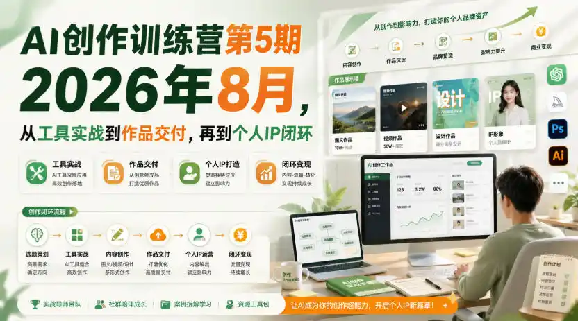 《AI创作训练营第5期:从工具实战到个人IP商业闭环全攻略》-猴哥资源站