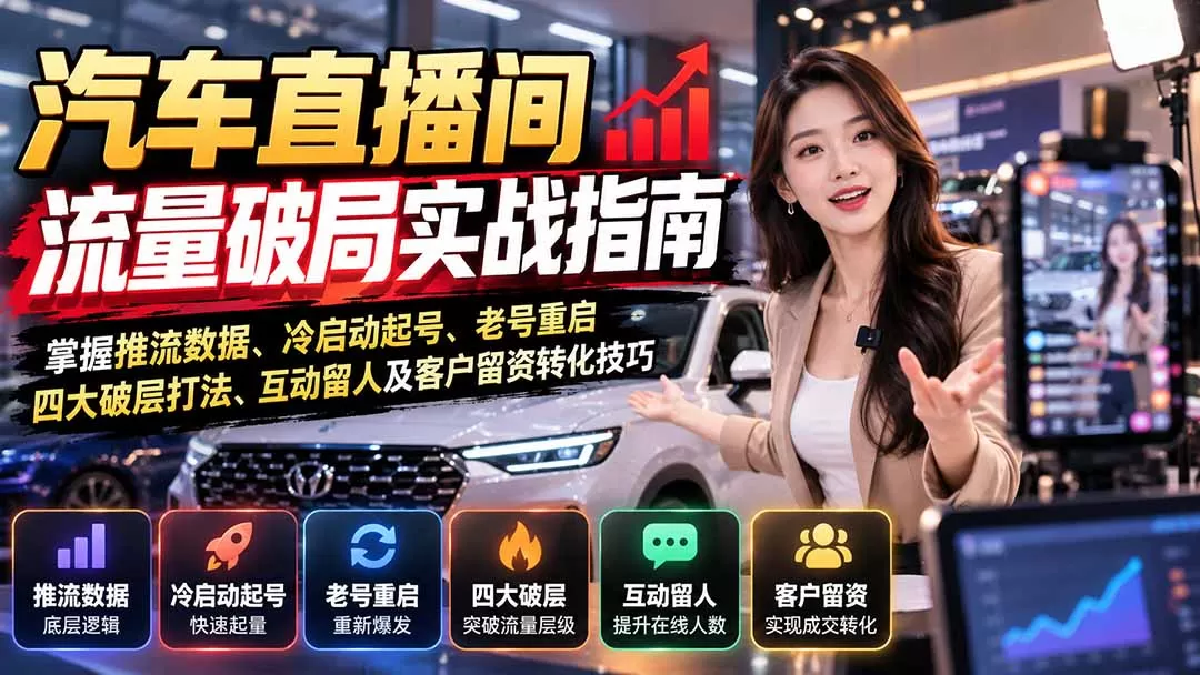 《汽车直播从0到操盘手:27节实战拆解起号留资成交全链路》-猴哥资源站