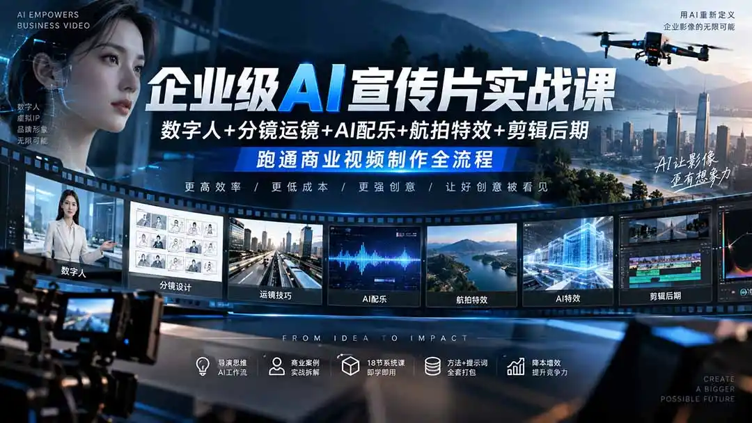 《企业AI宣传片全流程实操,18步打通导演思维到成片闭环》-猴哥资源站