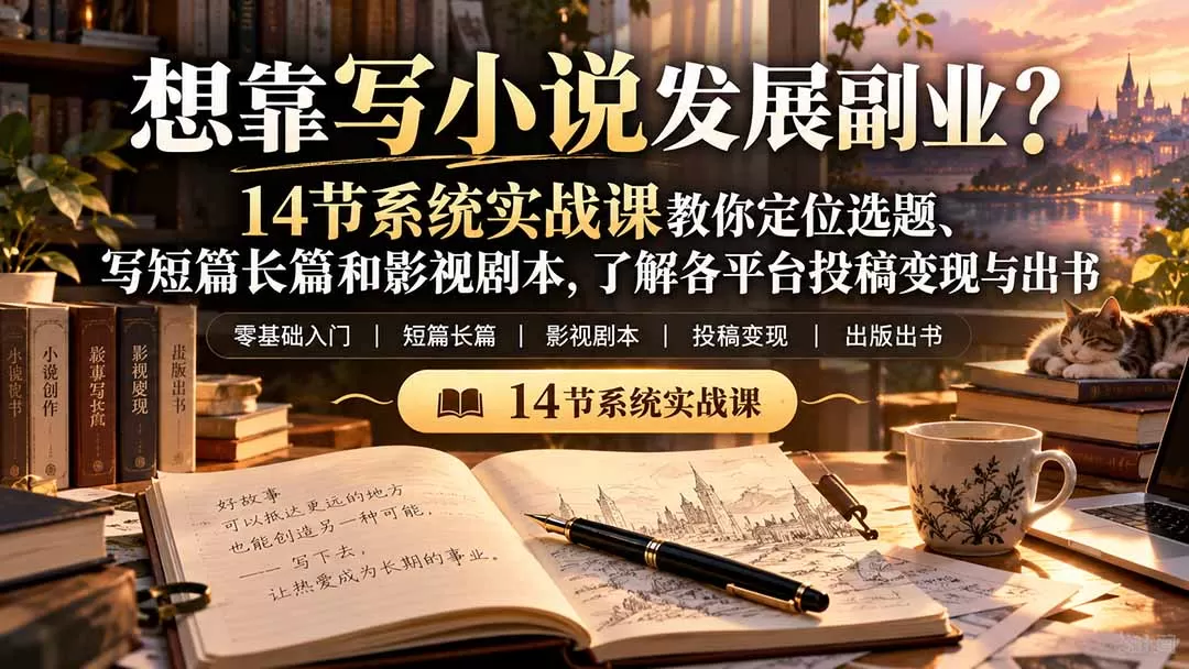 《零基础小说写作实战体系,从灵感构思到投稿变现全链路拆解》-猴哥资源站
