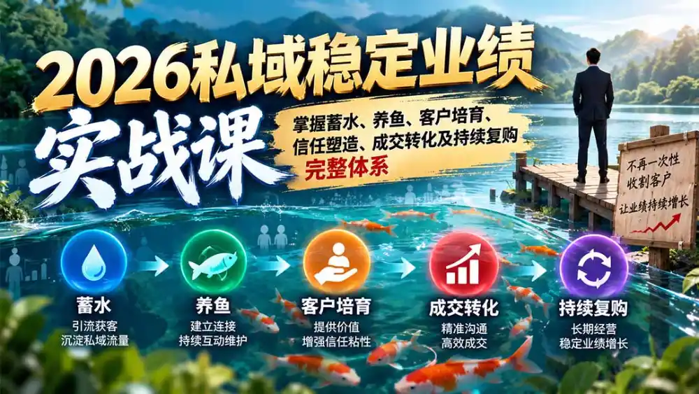 《渔塘私域实战:从流量收割到自动复购的养鱼体系》-猴哥资源站