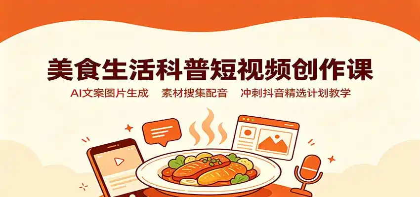 《AI美食科普短视频零成本变现,全套实操助你冲刺精选签约》-猴哥资源站