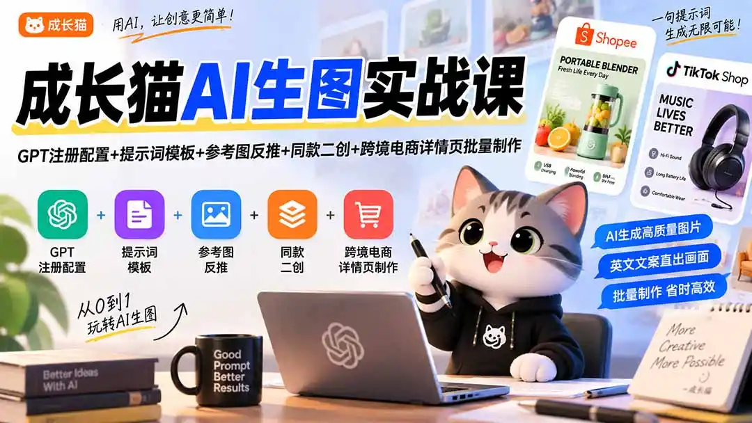 《AI生图+跨境电商详情页,零基础批量出图攻略》-猴哥资源站