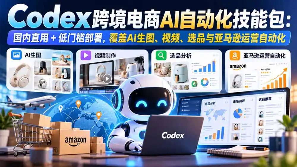 《Codex技能包18组实战:跨境电商AI全流程自动化运营》-猴哥资源站